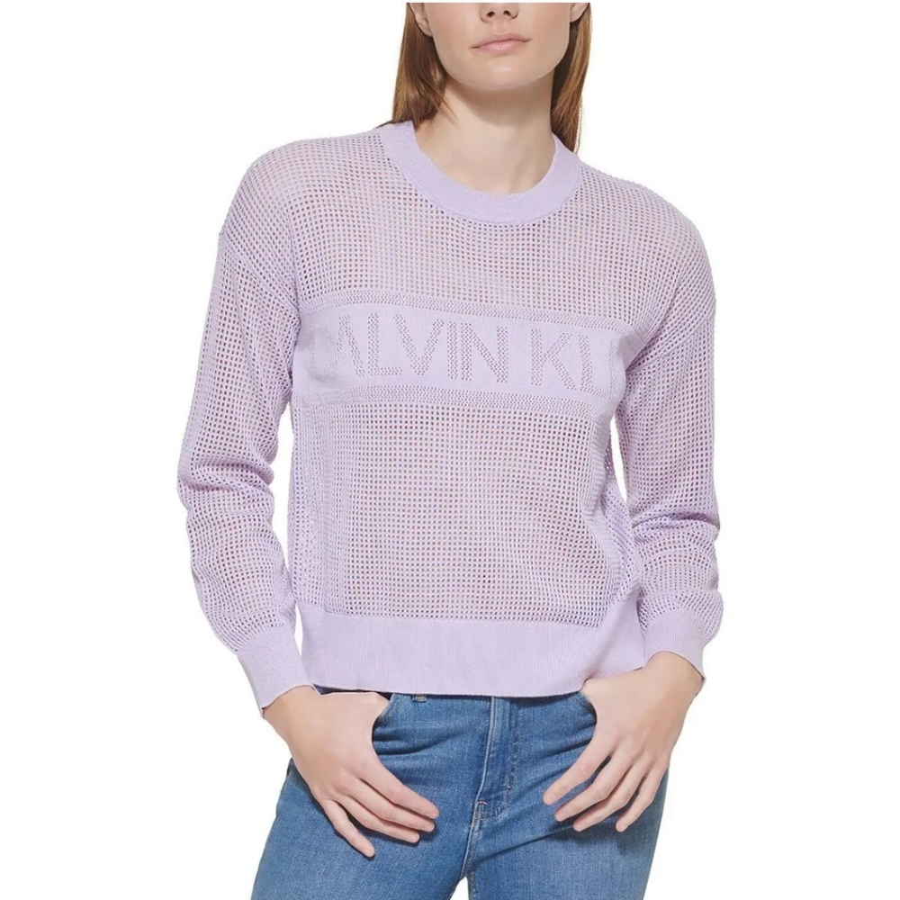 Calvin Klein Women's Open Logo Long Sleeve Sweater. Size L